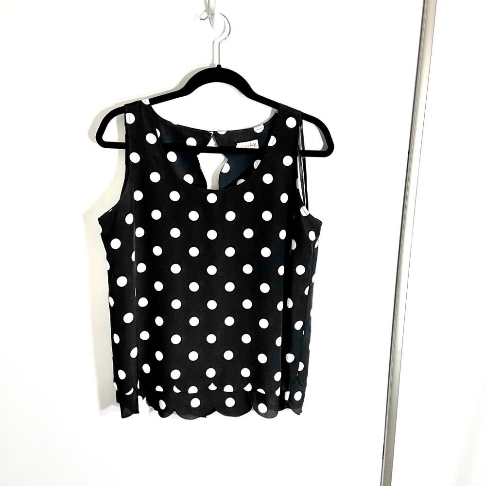 NWOT Maison Jules B&W Polka Dot Sleeveless Top